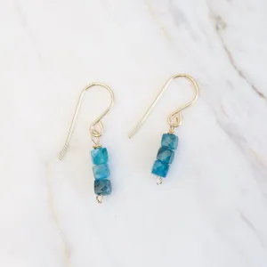 Gold Filled 3 Apatite Cube Stack Drop Earring