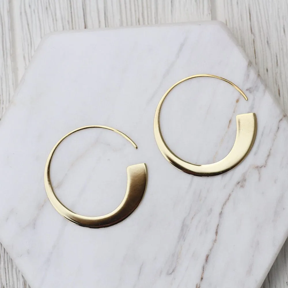 Gold Geometry Slim Hoop Earrings