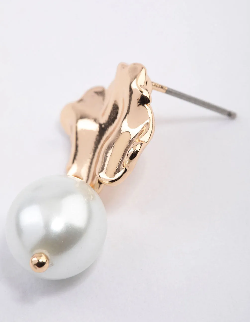 Gold Molten Pearl Drop Earrings & Polishing Set