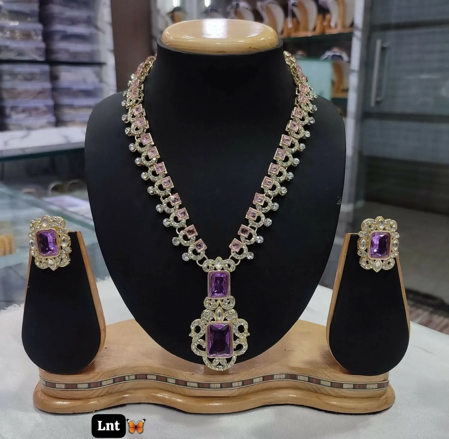 Gold Plated Austrian Stone Necklace Set For Women