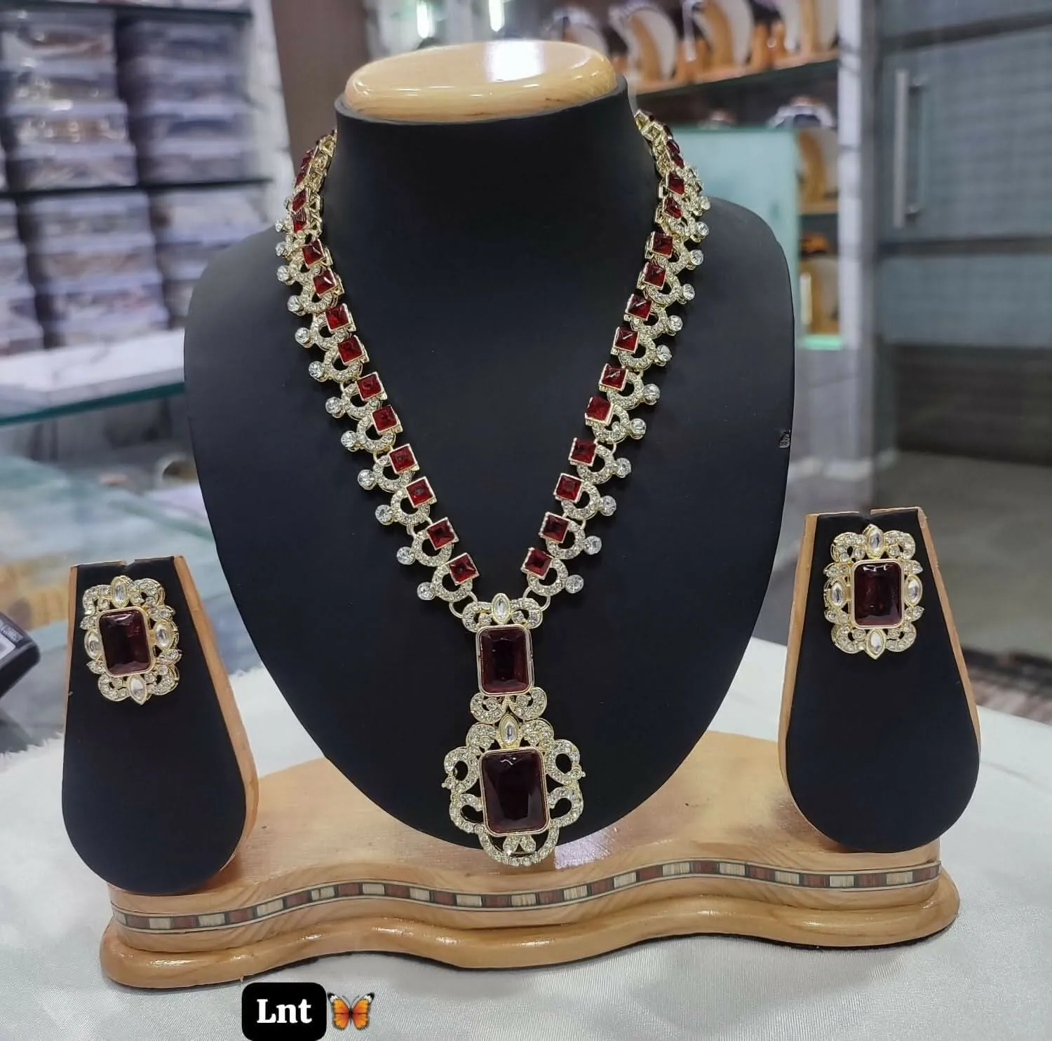 Gold Plated Austrian Stone Necklace Set For Women