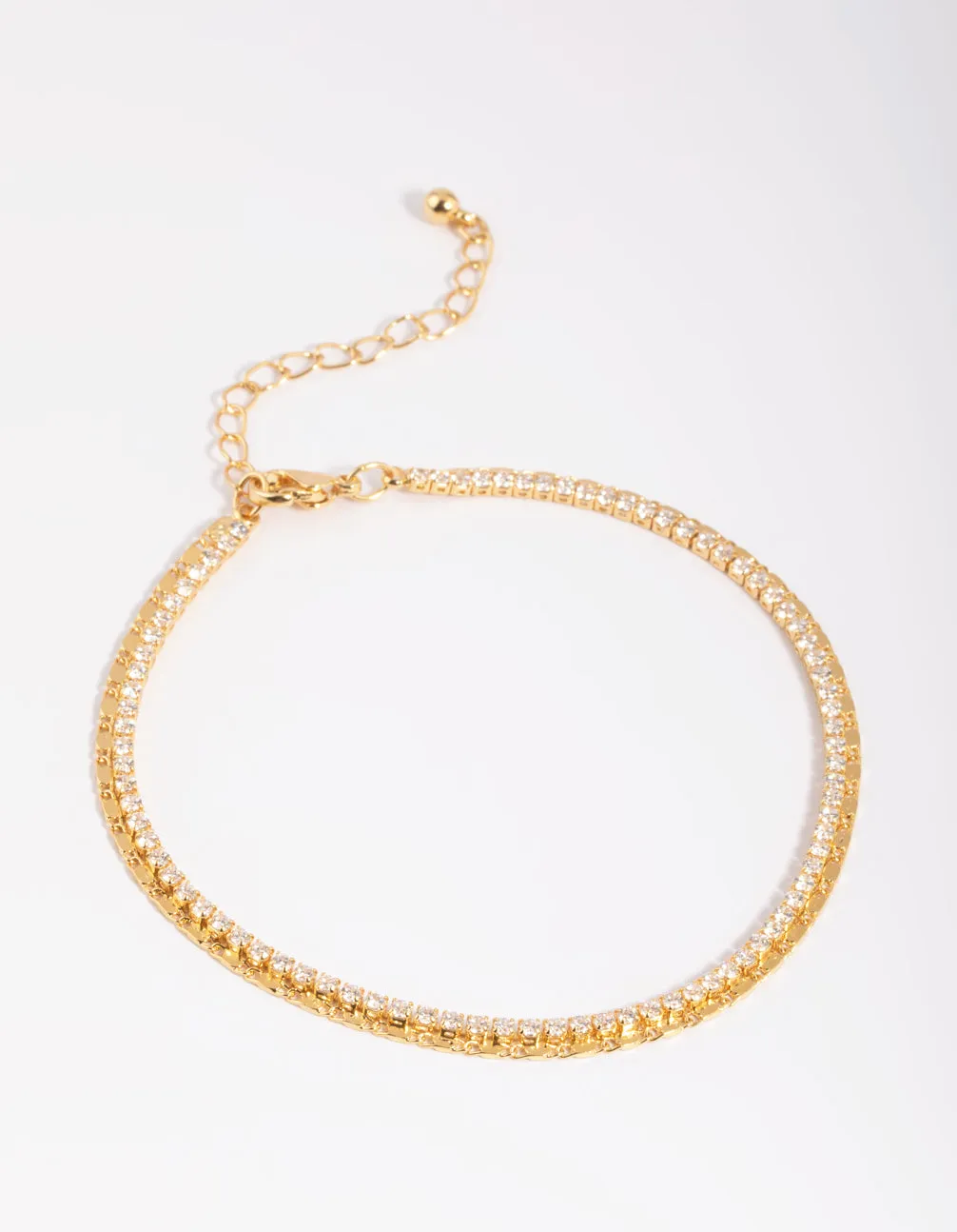 Gold Plated Cubic Zirconia Tennis Anklet