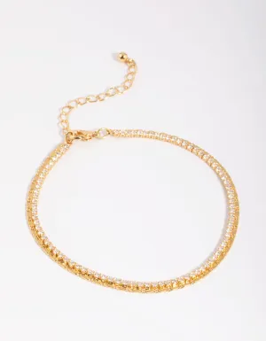 Gold Plated Cubic Zirconia Tennis Anklet