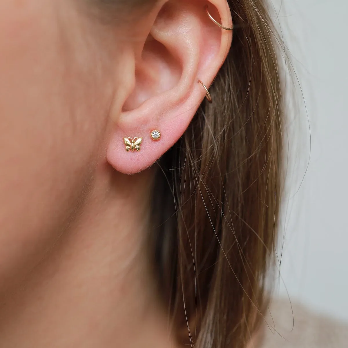 Gold Vermeil Tiny Butterfly Stud Earrings