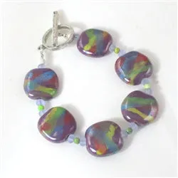 Handmade Kazuri Bracelet in Purple & Blue Fair Trade Beads