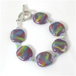 Handmade Kazuri Bracelet in Purple & Blue Fair Trade Beads