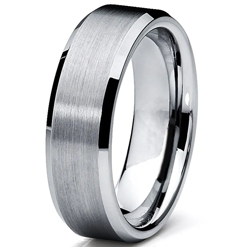 His & Hers Silvertone Tungsten Rings Wedding Bands High Polish Men Women 6MM/4MM