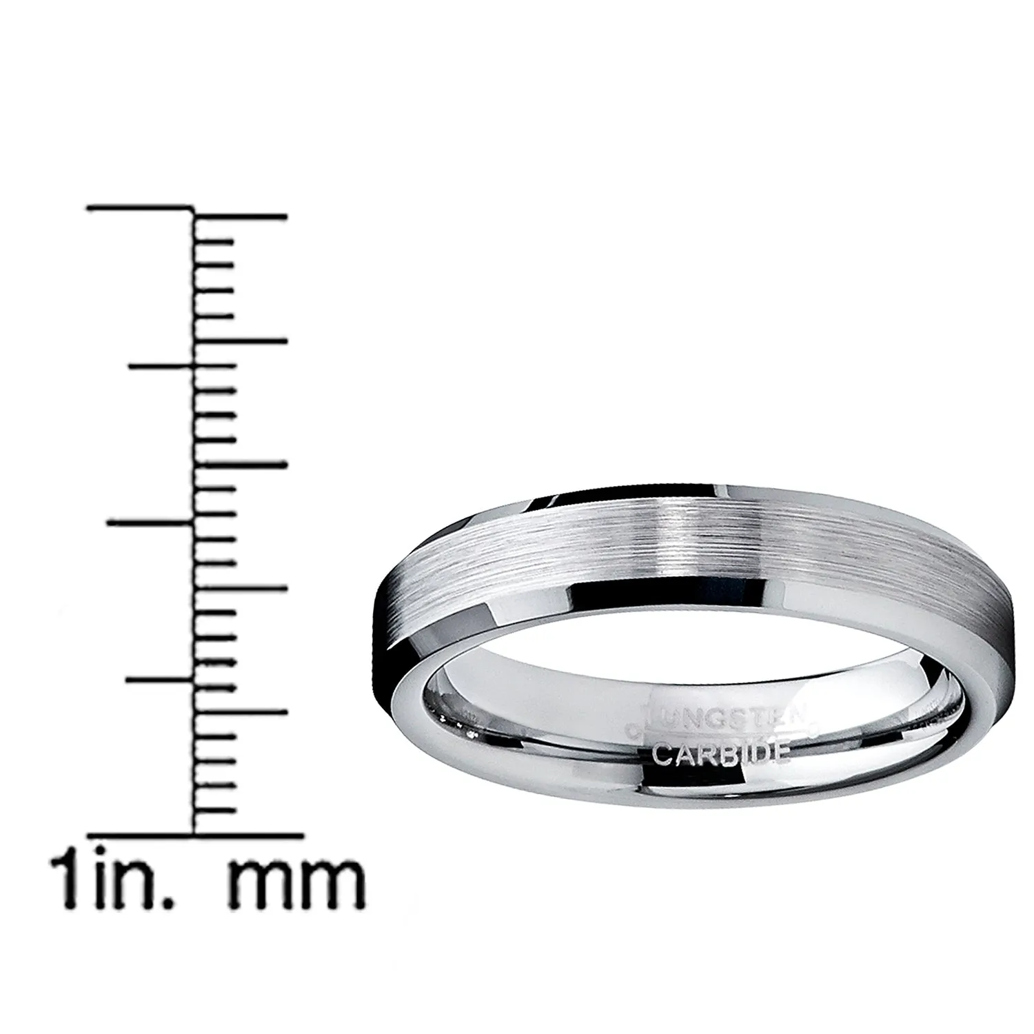 His & Hers Silvertone Tungsten Rings Wedding Bands High Polish Men Women 6MM/4MM