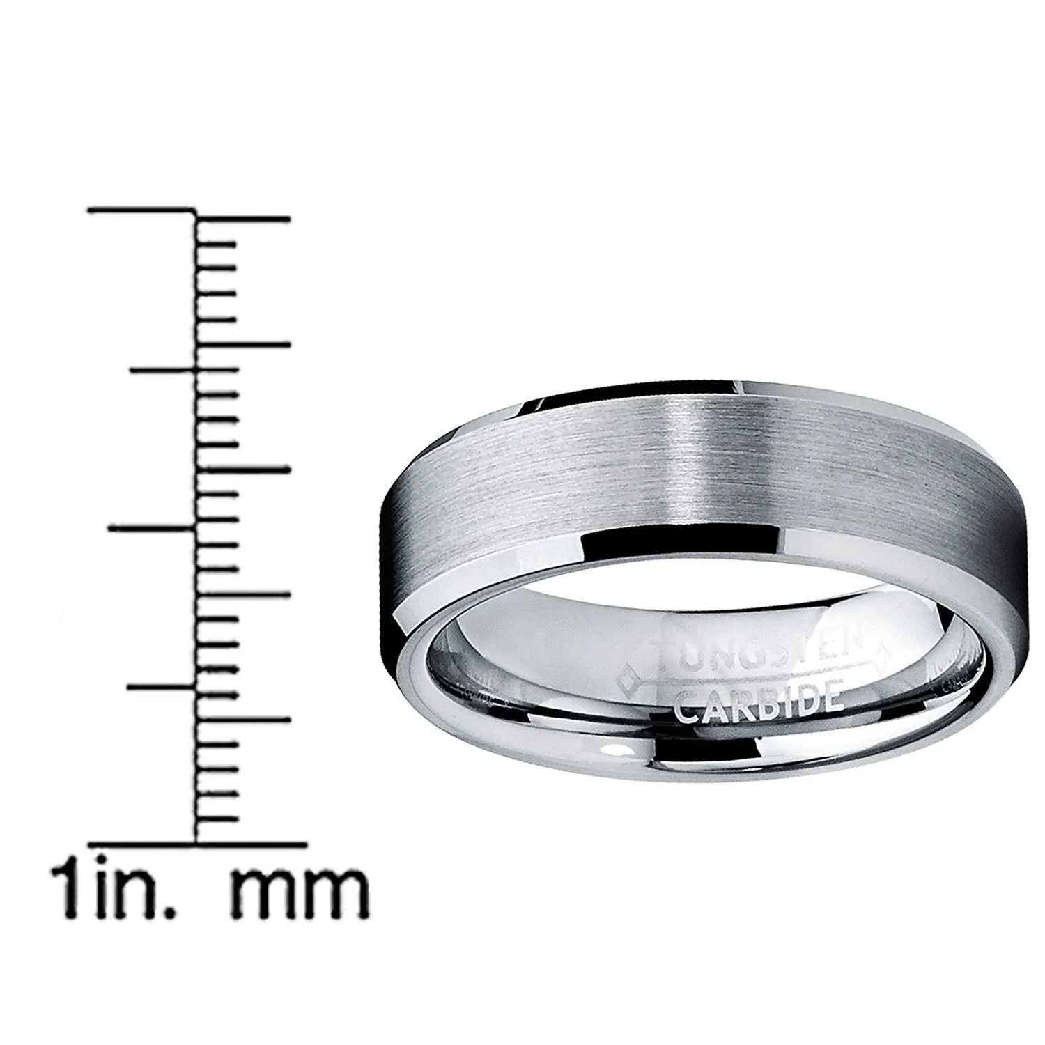 His & Hers Silvertone Tungsten Rings Wedding Bands High Polish Men Women 6MM/4MM