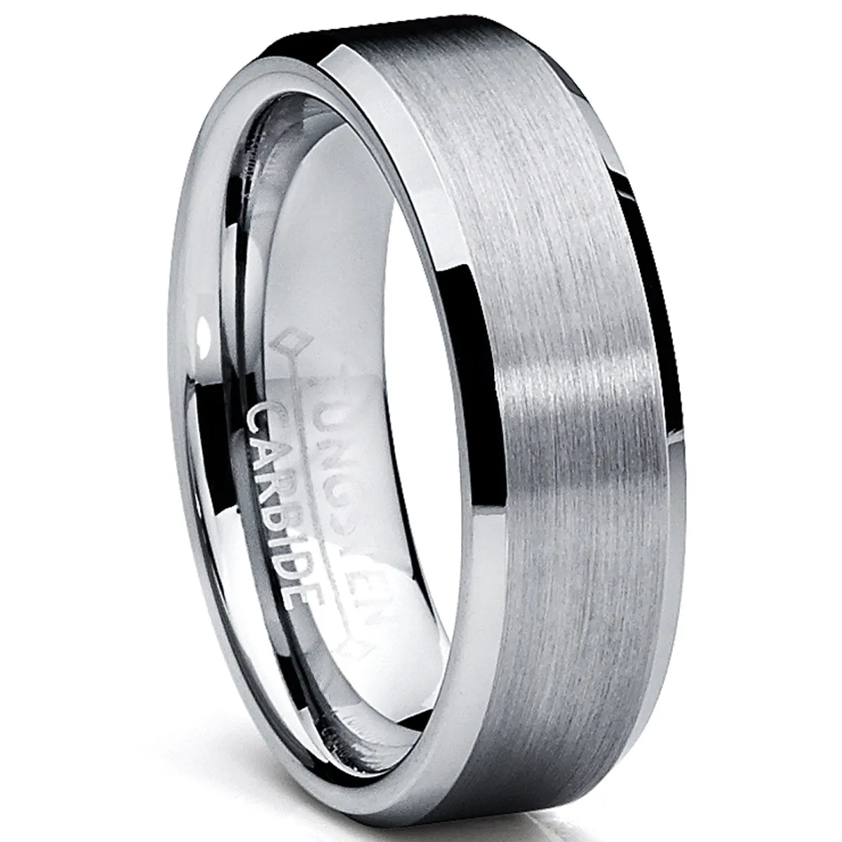 His & Hers Silvertone Tungsten Rings Wedding Bands High Polish Men Women 6MM/4MM