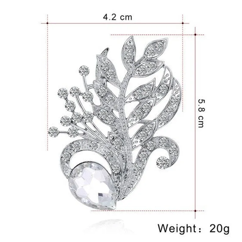 HP-0032 Crystal Rhinestone Flower Brooch