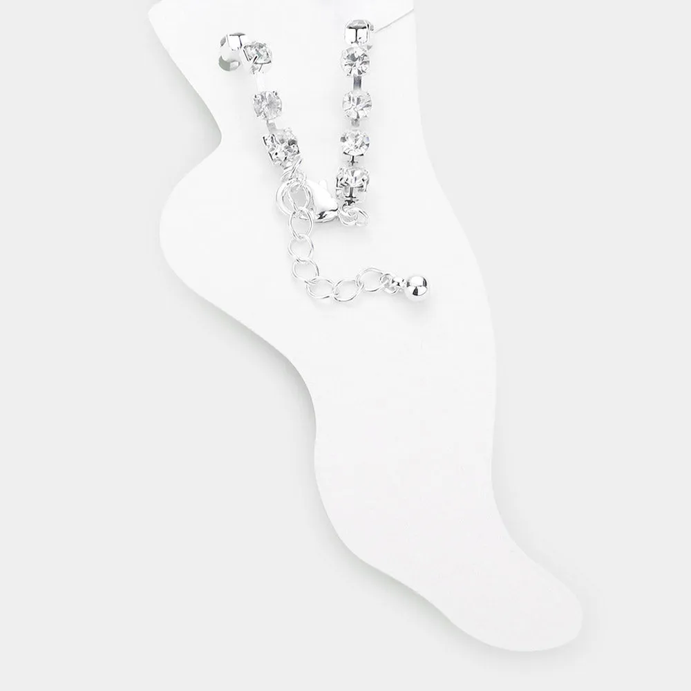 iLLASPARKZ Enamel Dolphin Charm Round Stone Anklet