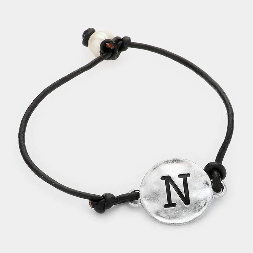 iLLASPARKZ -N- Monogram Metal Disc Pearl Pointed Bracelet