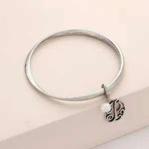 iLLASPARKZ -P- Monogram Pearl Charm Bangle Bracelet