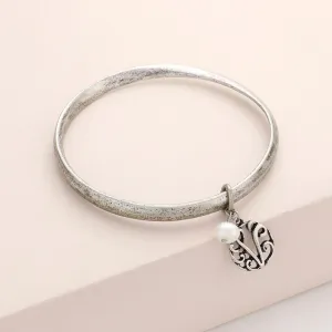 iLLASPARKZ -V- Monogram Pearl Charm Bangle Bracelet