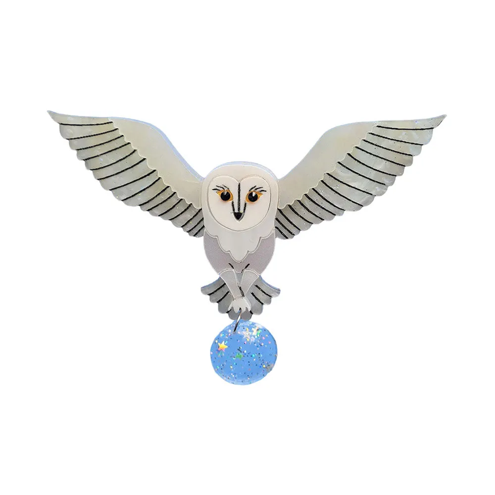 Jareth The White Barn Owl Brooch by Cherryloco Jewellery