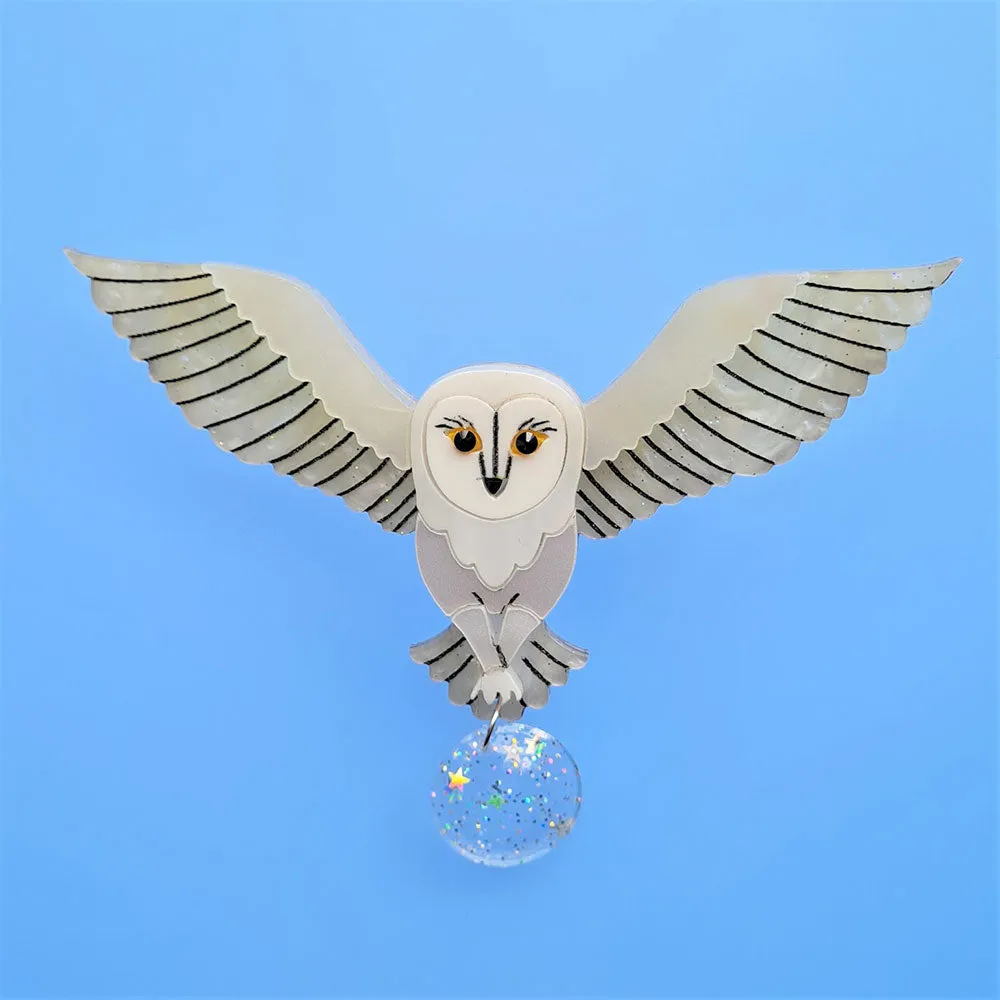 Jareth The White Barn Owl Brooch by Cherryloco Jewellery