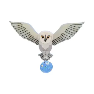 Jareth The White Barn Owl Brooch by Cherryloco Jewellery