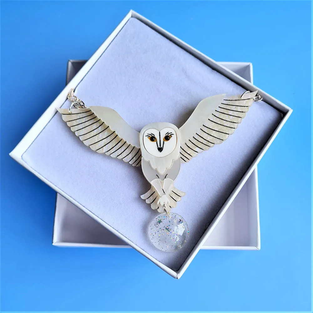 Jareth The White Barn Owl Brooch by Cherryloco Jewellery