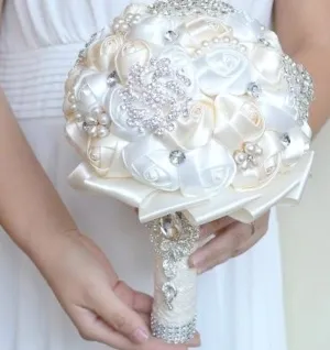 KATY~BCUST Satin Rose Brooch Bouquet or DIY KIT