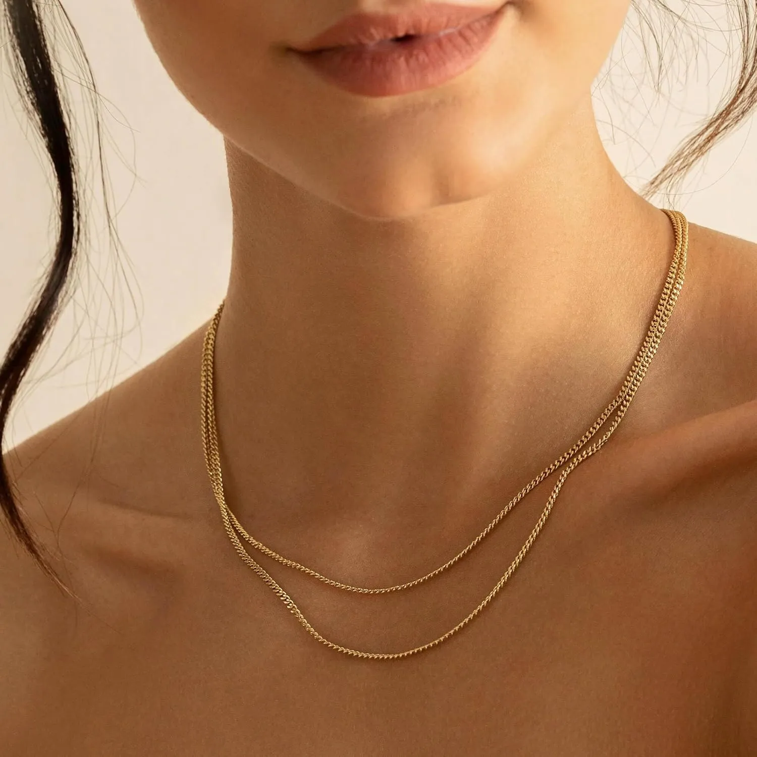 Krfy Gold Chain Necklace for Women Trendy - 925 Sterling Silver Clasp Dainty Choker Necklace 14K Gold Plated 14/16/18/20 inch Thin Simple Box Figaro Chain Herringbone Necklace Gold Jewelry for Women