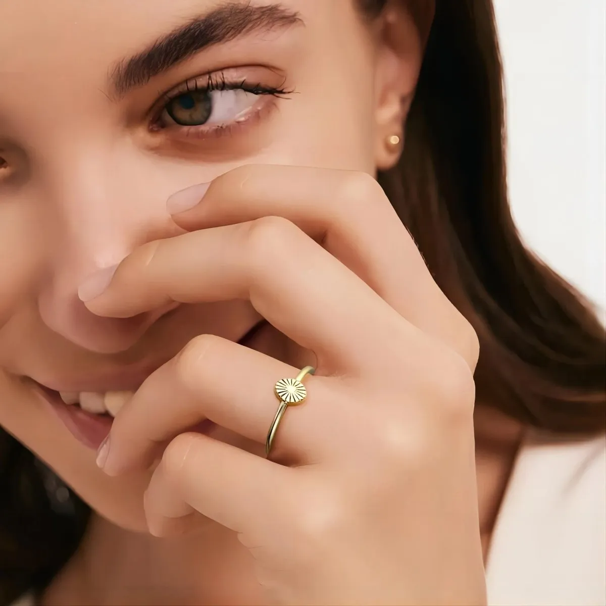 Kyerlyn Gold Flower Signet Rings Sizes 6-9