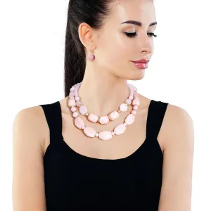 Light Pink Bead Necklace & Earrings – Timeless Set for a Classy Look