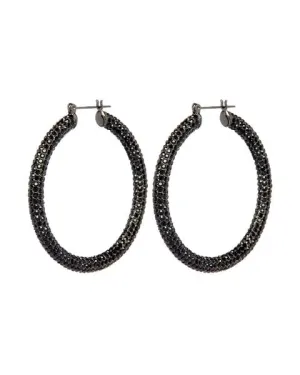 LUV AJ - Pave Amalfi Hoops in Gunmetal Jet