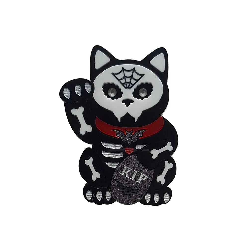 Maneki Mortality Brooch by Cherryloco