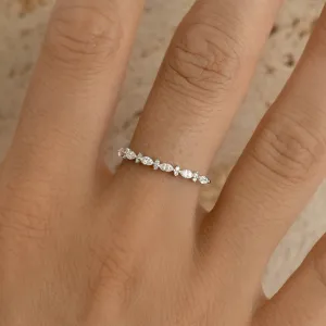 Marquise and Round Diamond Ring White Gold - Anjeli