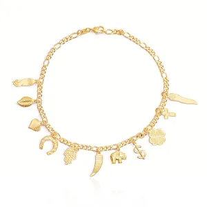 Mega Lucky Charm Anklet Bracelet 11 Amulets Good Luck and Evil Eye Protection