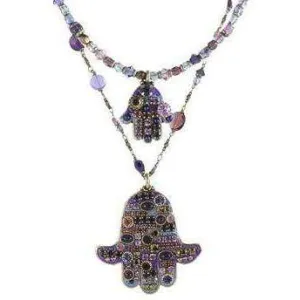 Michal Golan Purple Hamsa Necklace