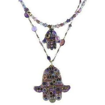 Michal Golan Purple Hamsa Necklace