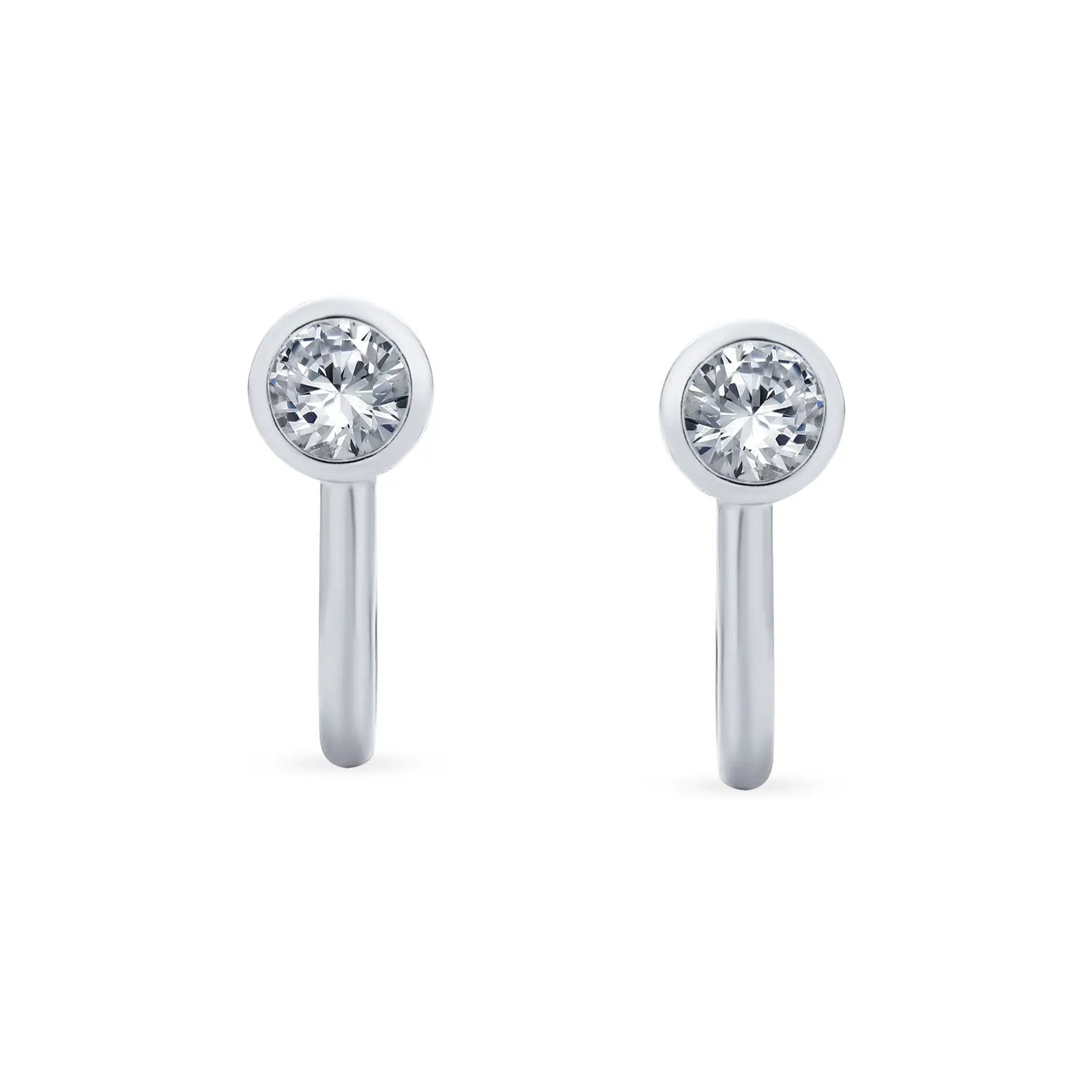 Minimalist Blue CZ Clip-On Earrings Rose Gold Plated Sterling Silver 4MM