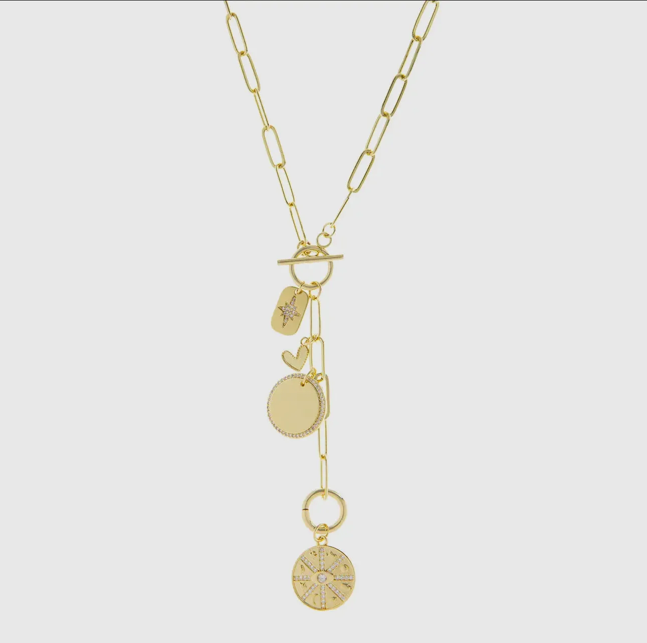 Multi Charm Lariat Necklace