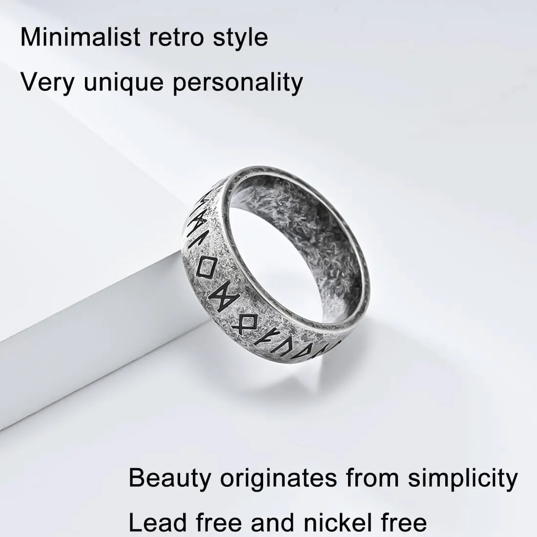 Nanafast Men's Ring Minimalist Style Stainless Steel Viking Ring Ideal Gift for Father Viking-inspired Stainless Steel Rings for Men