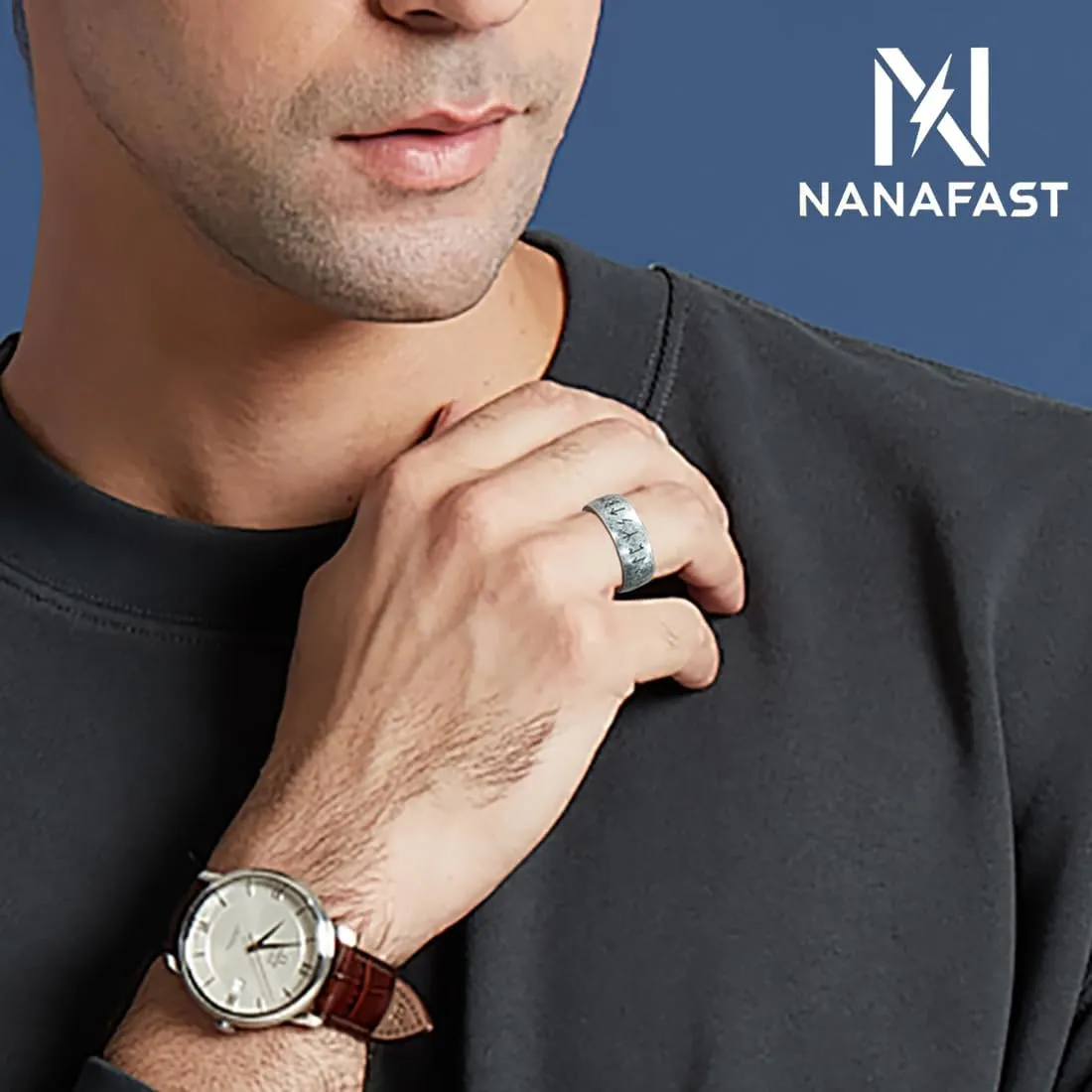 Nanafast Men's Ring Minimalist Style Stainless Steel Viking Ring Ideal Gift for Father Viking-inspired Stainless Steel Rings for Men