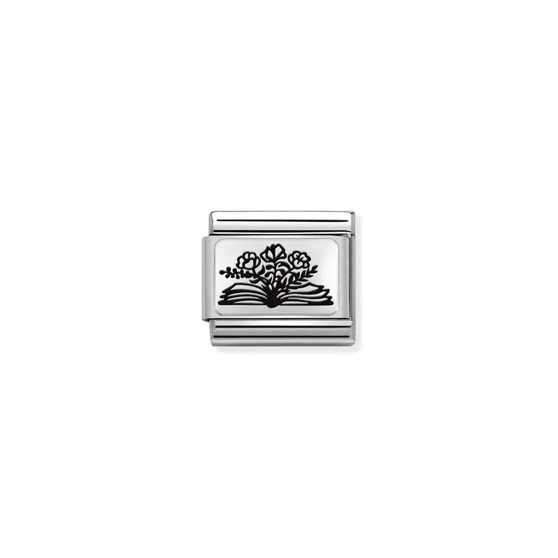 Nomination Composable Link Book With Flowers, Silver