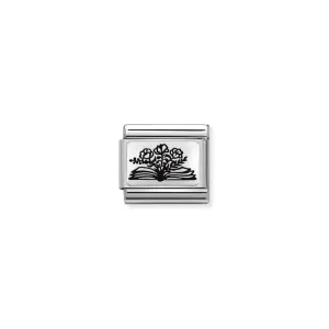 Nomination Composable Link Book With Flowers, Silver
