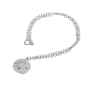 Ocean SS Sand Dollar Rose Gold with White Crystals Ankle Bracelet