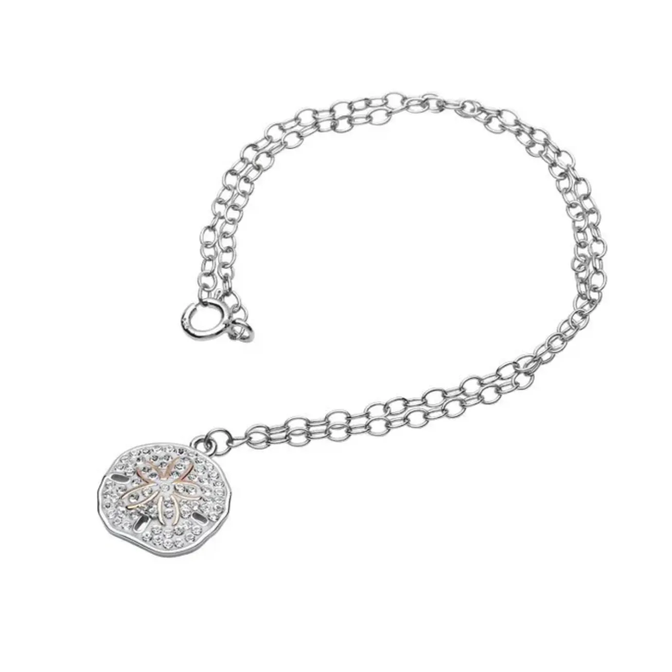 Ocean SS Sand Dollar Rose Gold with White Crystals Ankle Bracelet
