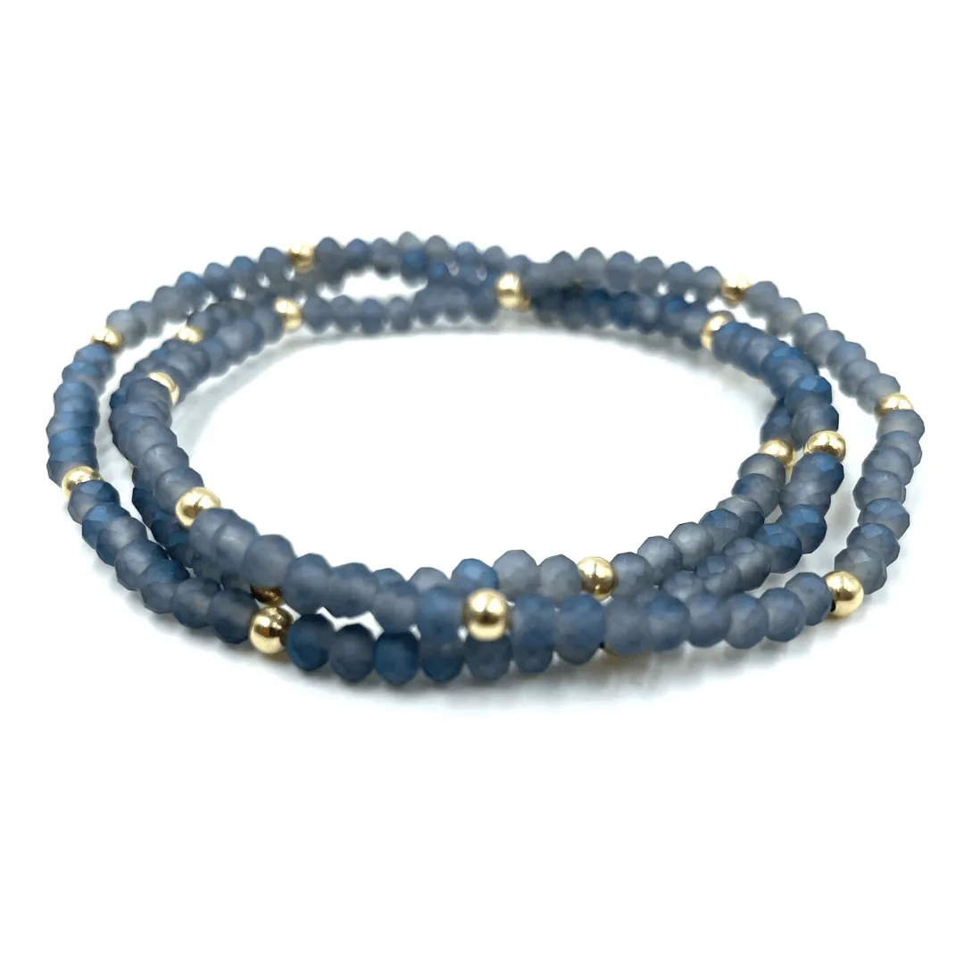 OG Classic Bracelet Stack in Matte Blue   Gold Filled