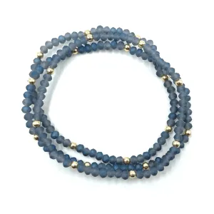 OG Classic Bracelet Stack in Matte Blue   Gold Filled