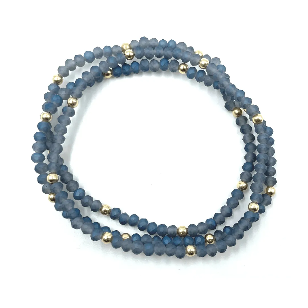 OG Classic Bracelet Stack in Matte Blue   Gold Filled