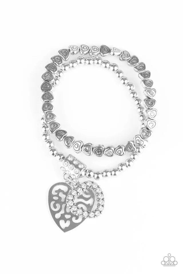 Paparazzi Bracelet ~ Think With Your Heart - White