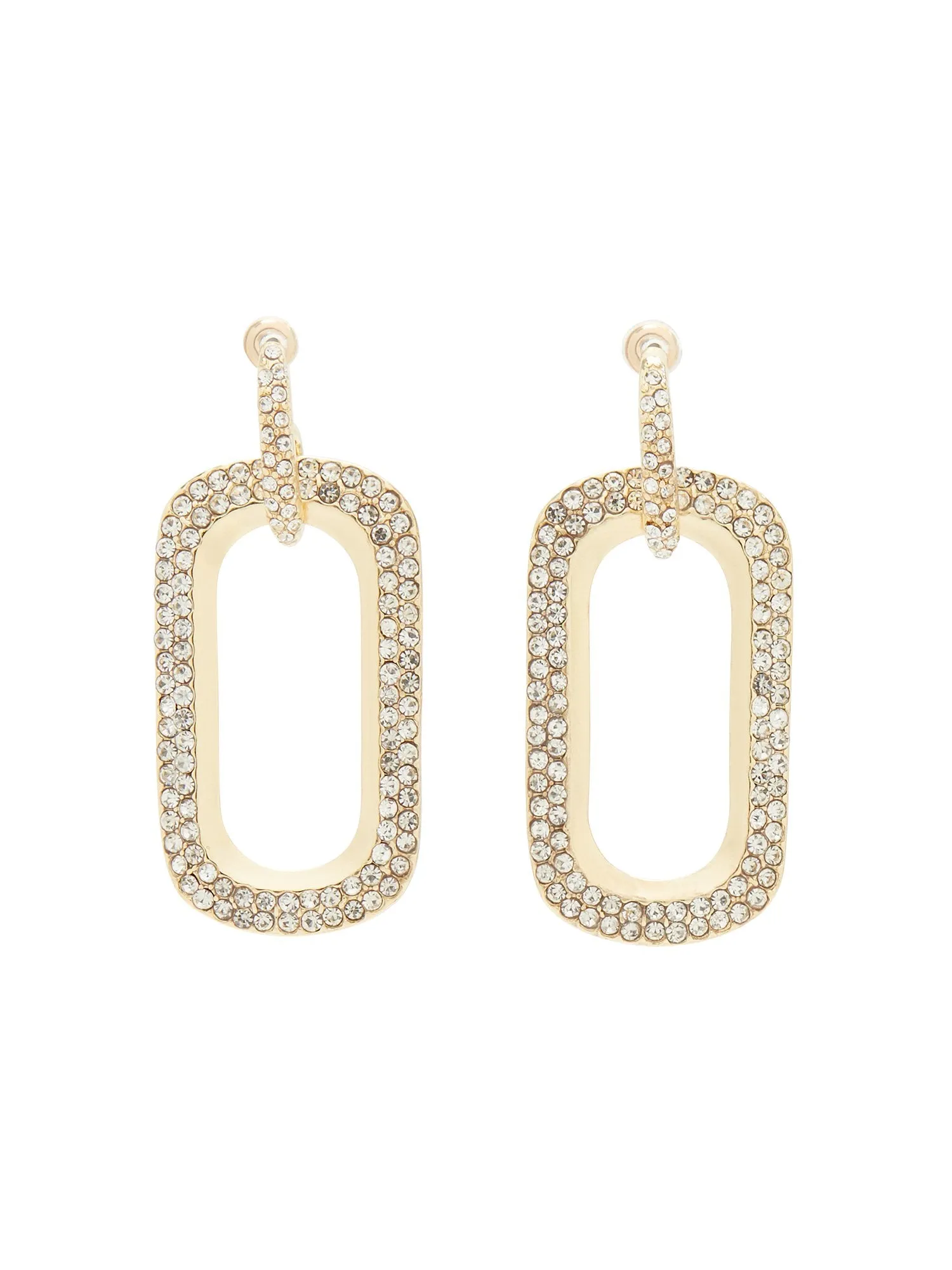Pave Rectangle Drop Earrings