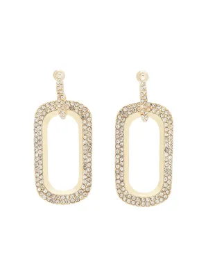Pave Rectangle Drop Earrings