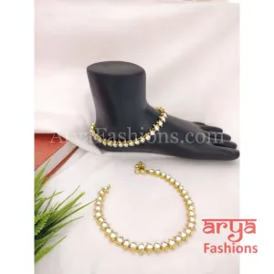 Pearl Anklets/Indian Payal/Pacchi Kundan Payal/Rajwadi Kundan Anklet/Bridal Anklets