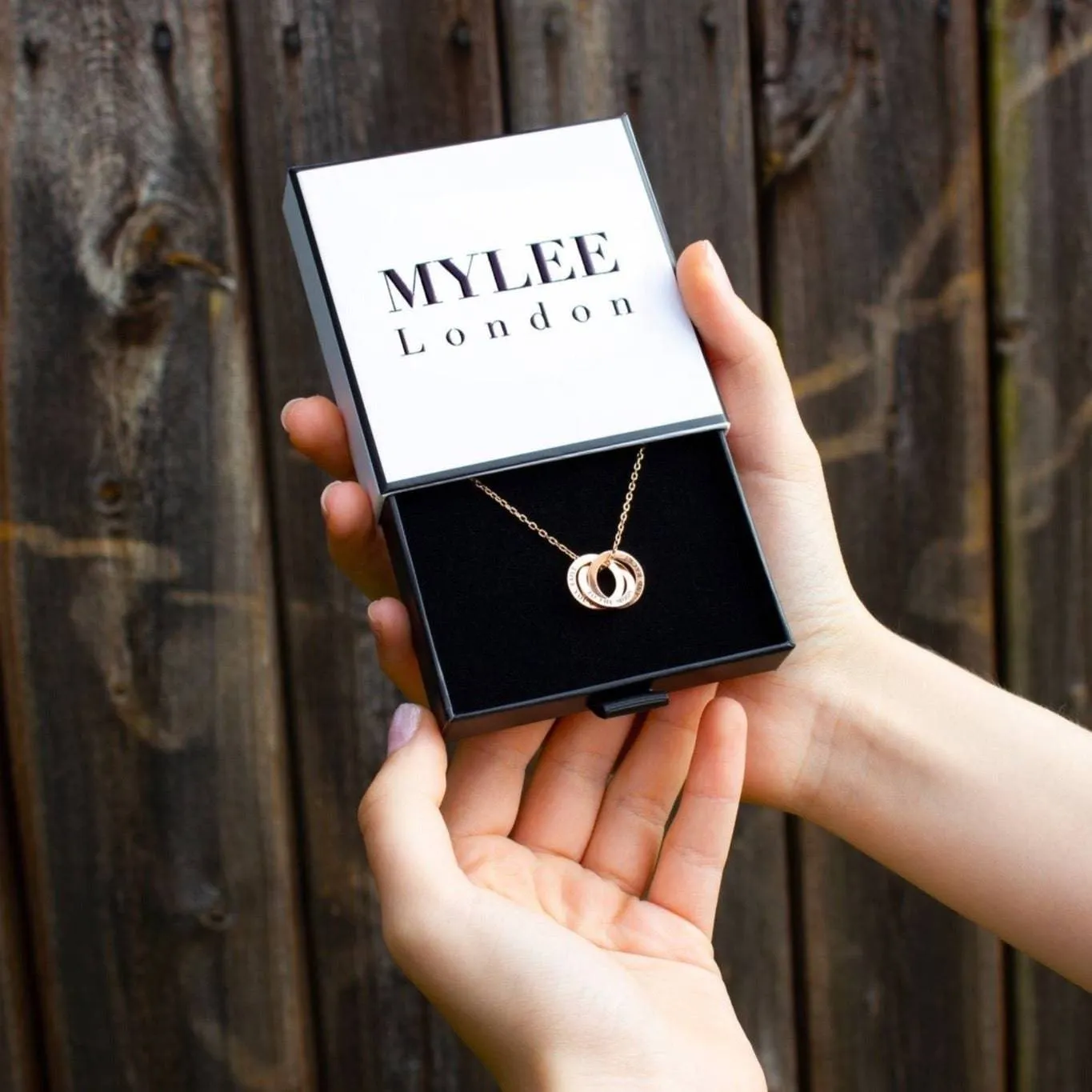 Personalised Three Ring Rose Gold Necklace