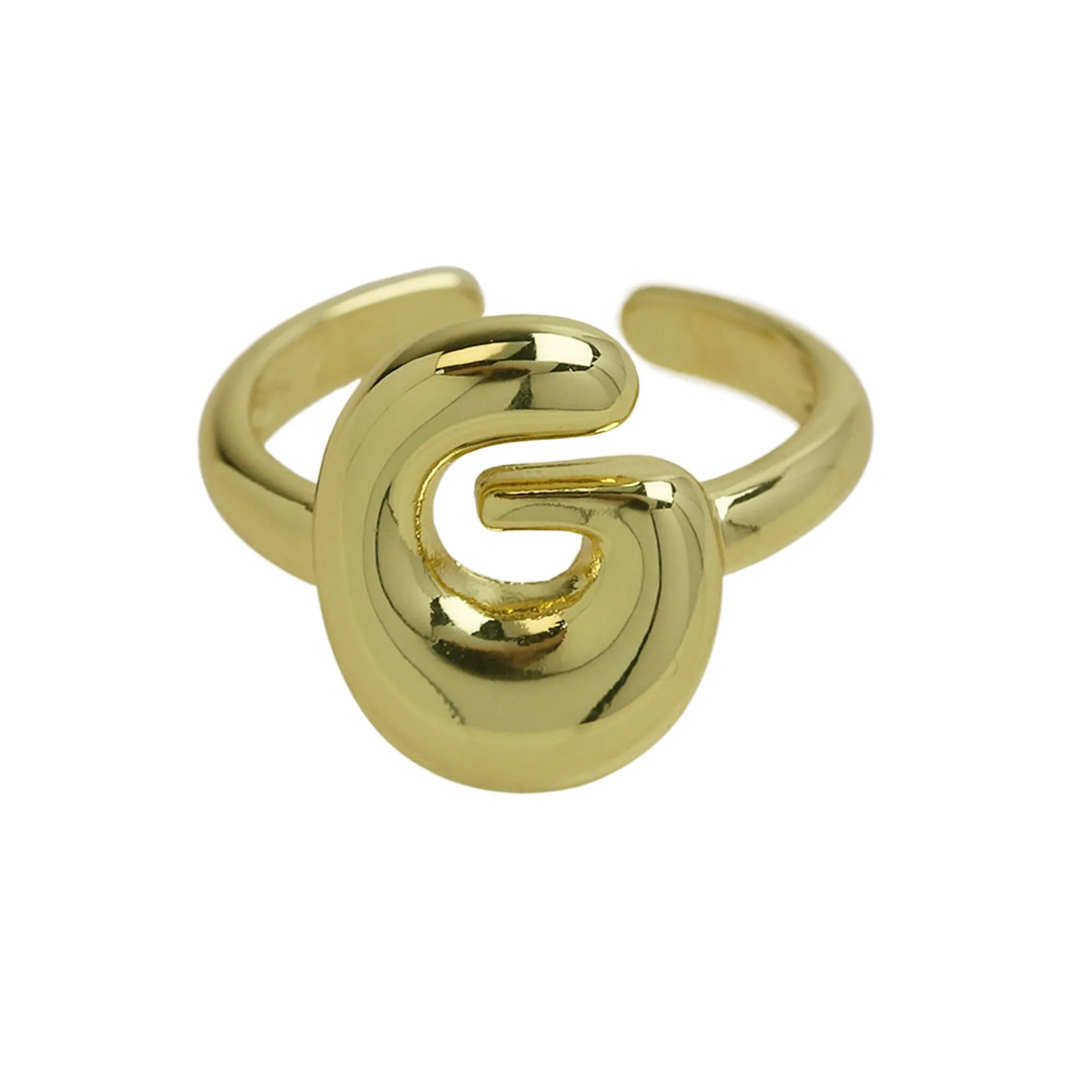 Pre Order: Golden Smooth Bubble Balloon Chubby Alphabet Ring